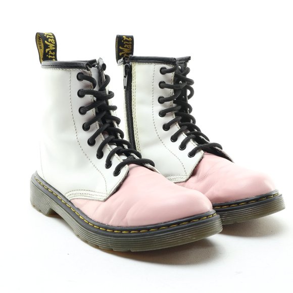 Dr. Martens 1460J Junior Softy T Leather Lace/Zip Boots Pink/White US3 EU34 - Picture 3 of 16